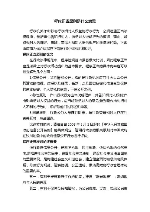程序正当原则是什么意思