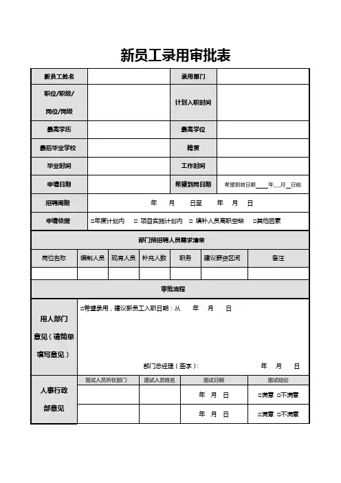新员工录用审批表 (1)