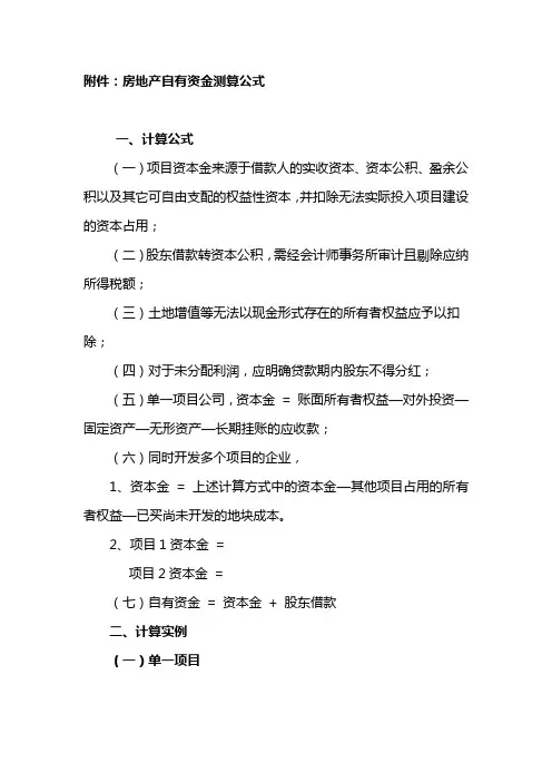 房地产自有资本计算知识讲解