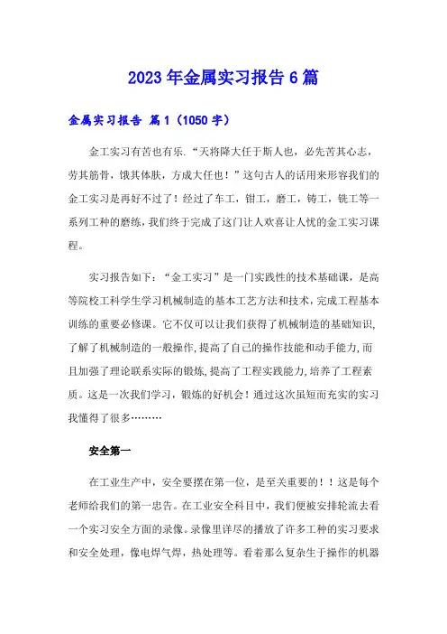2023年金属实习报告6篇