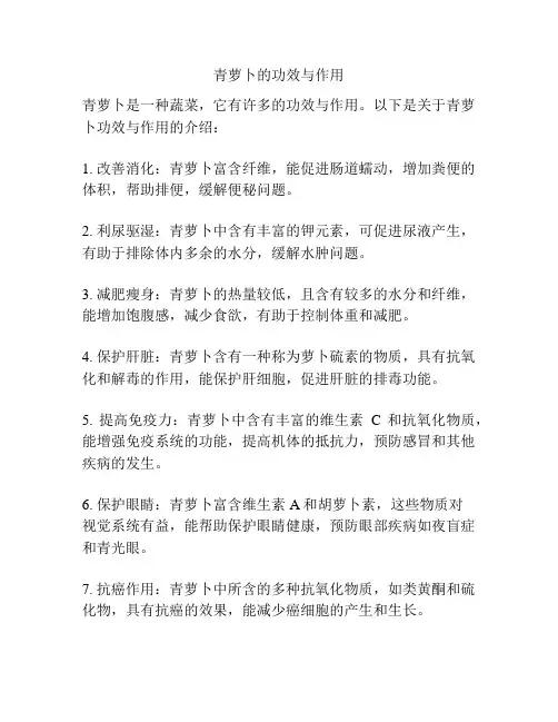 青萝卜的功效与作用