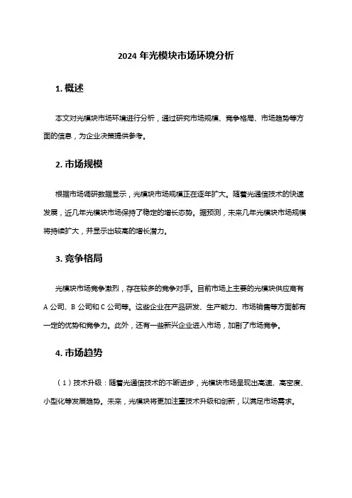 2024年光模块市场环境分析