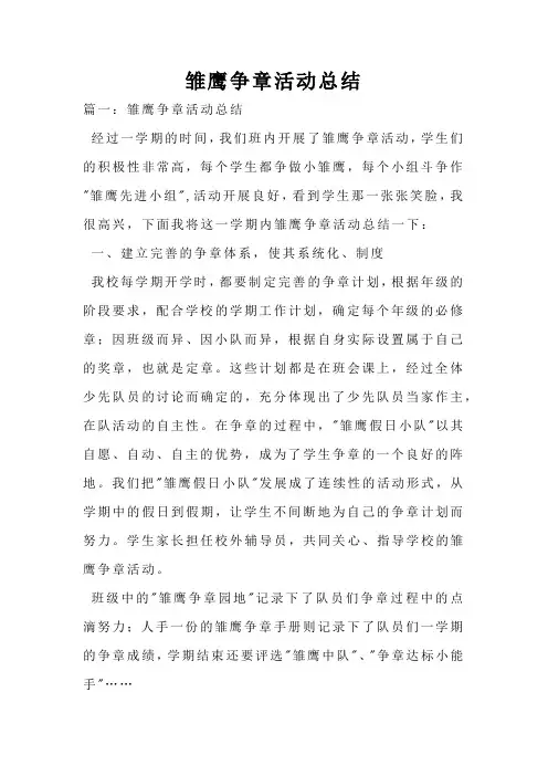 雏鹰争章活动总结