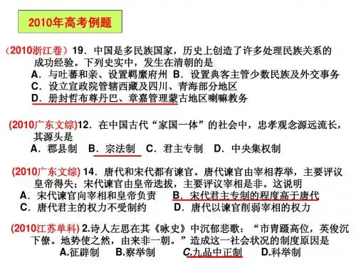 中国古代史复习专题1：中国古代政治制度