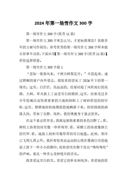 2024年第一场雪作文300字