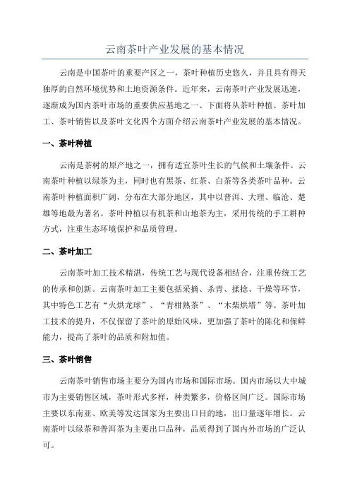 云南茶叶产业发展的基本情况