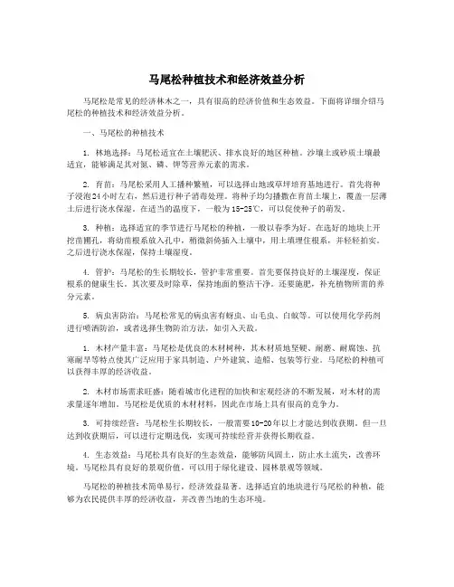 马尾松种植技术和经济效益分析