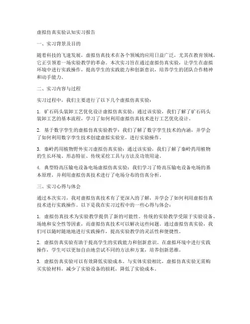 虚拟仿真实验认知实习报告