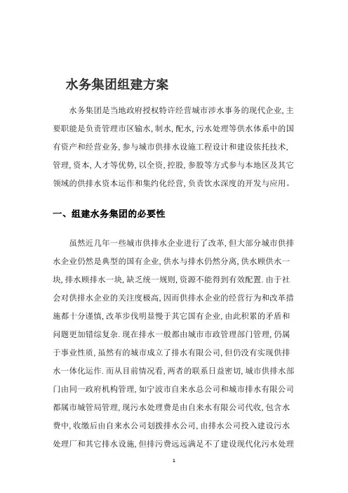 水务集团公司组建方案