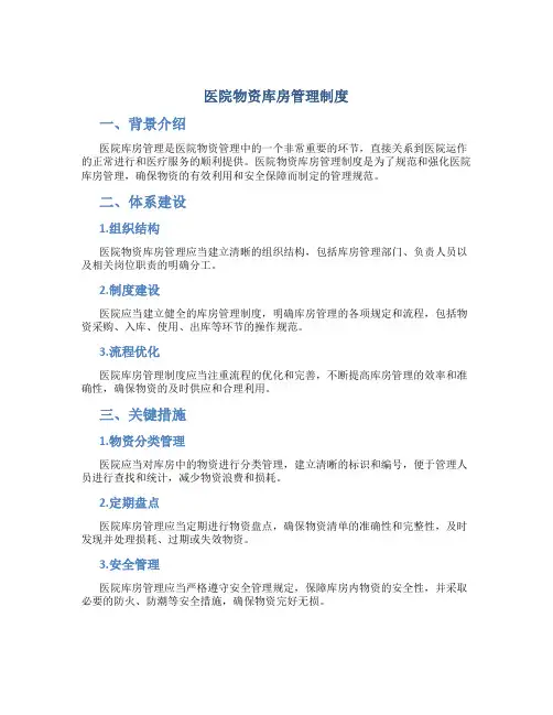 医院物资库房管理制度