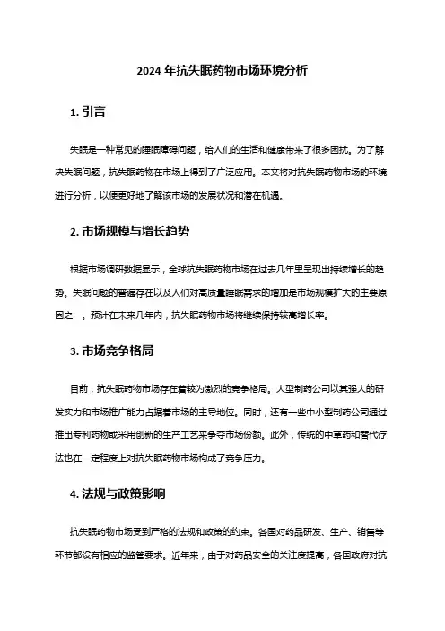 2024年抗失眠药物市场环境分析
