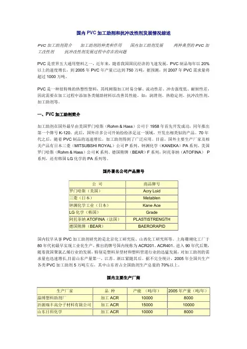 国内PVC加工助剂和抗冲改性剂发展情况综述