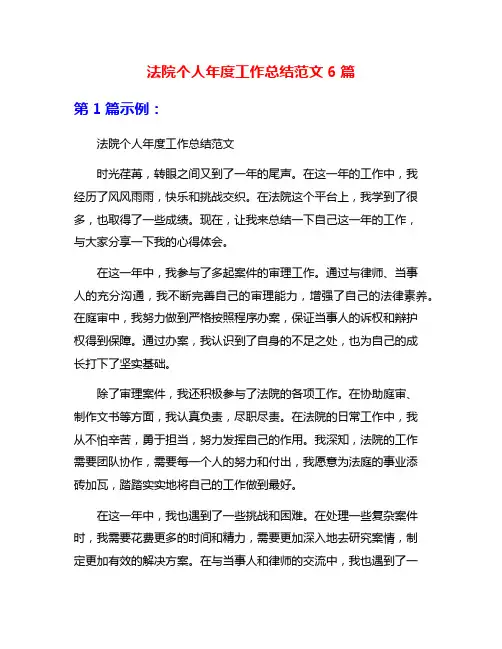 法院个人年度工作总结范文6篇