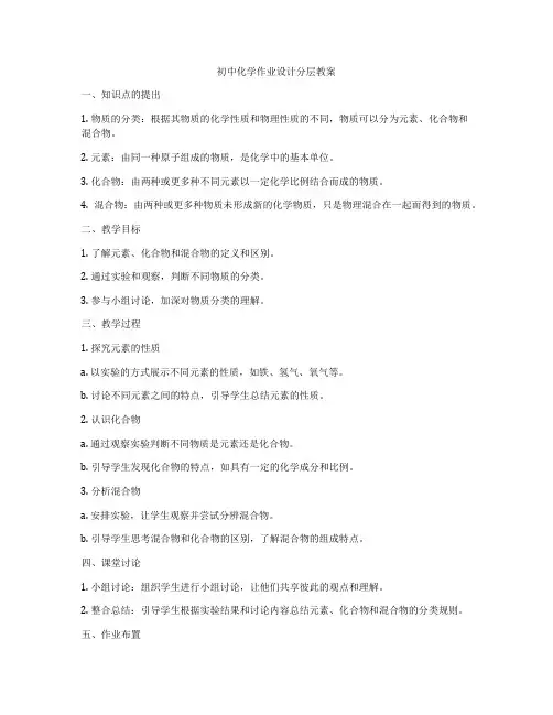 初中化学作业设计分层教案