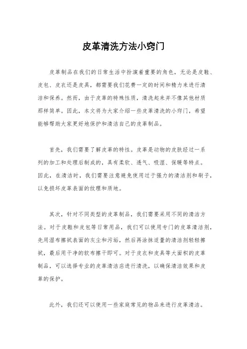 皮革清洗方法小窍门