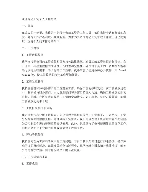 统计劳动工资个人工作总结