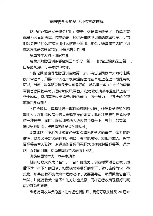 德国牧羊犬的防卫训练方法详解