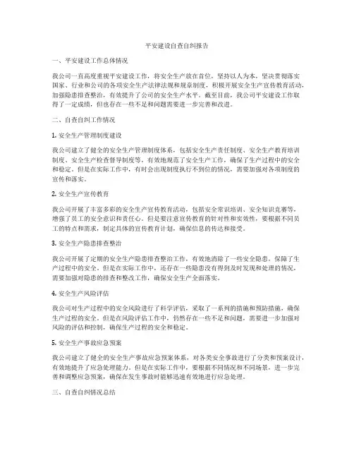 平安建设自查自纠报告