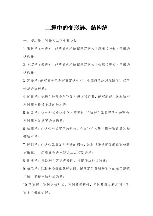 工程中常见的变形缝、结构缝