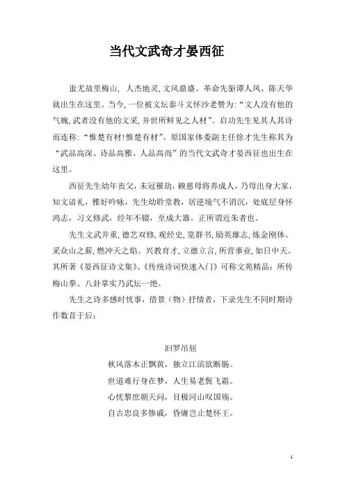 当代文武奇才晏西征