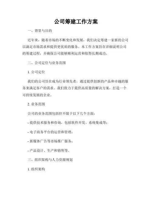 公司筹建工作方案
