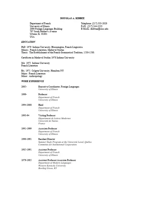 Major French Literature Minor Anthropology WORK EXPERIENCE