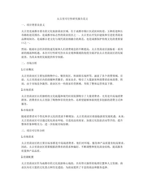 太古里可行性研究报告范文