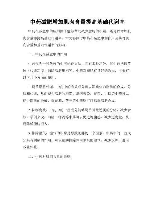 中药减肥增加肌肉含量提高基础代谢率