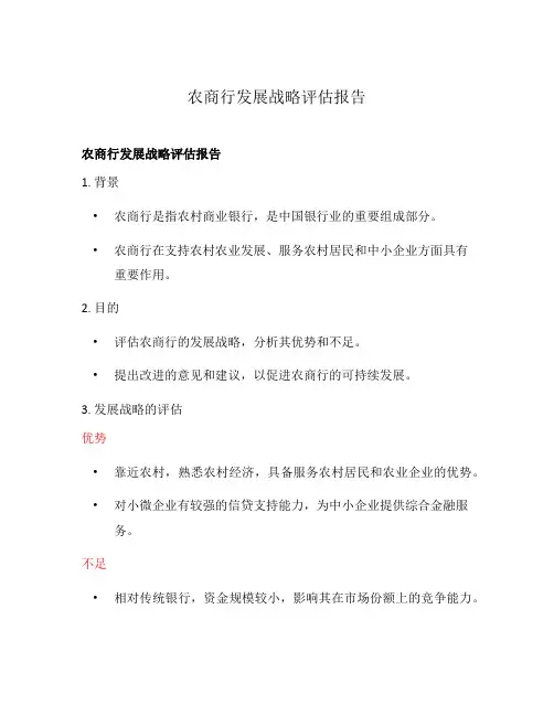 农商行发展战略评估报告