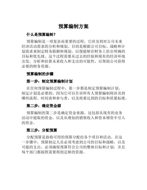 预算编制方案范本