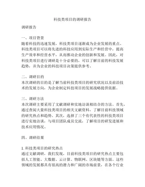 科技类项目的调研报告