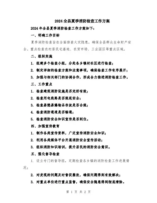 2024全县夏季消防检查工作方案