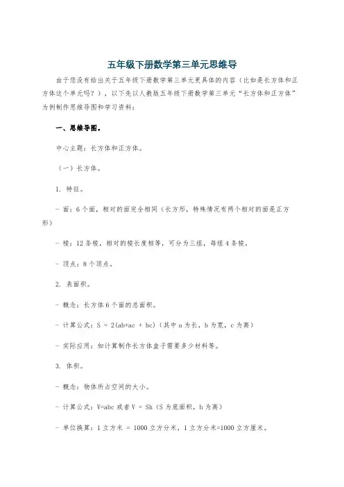 五年级下册数学第三单元思维导