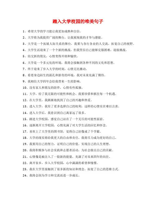 踏入大学校园的唯美句子