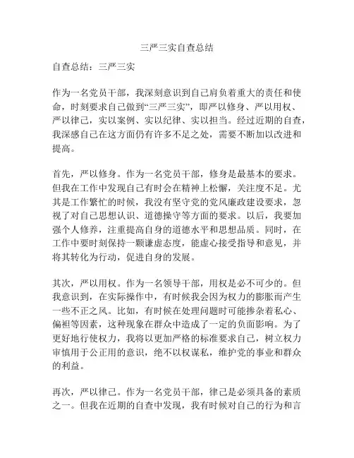 三严三实自查总结