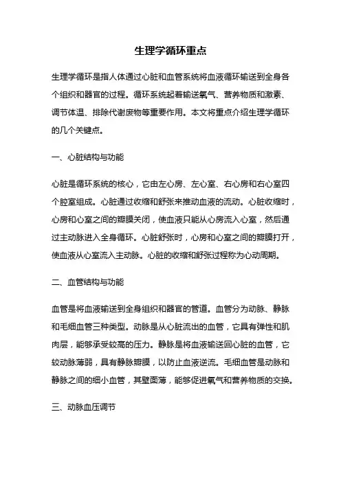 生理学循环重点