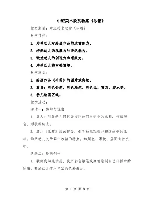 中班美术欣赏教案《冰箱》