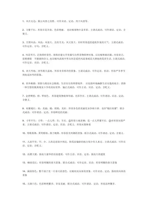 描写景物的成语四字成语