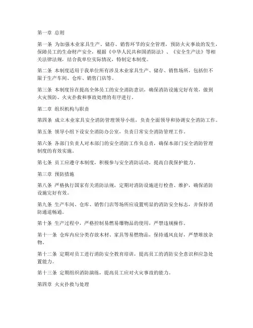 木业家具安全消防管理制度