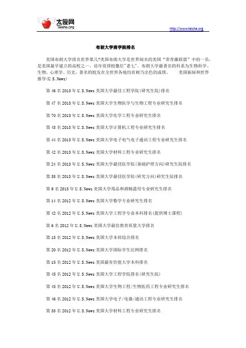 布朗大学商学院排名