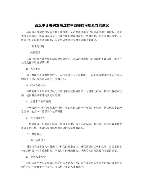 县级审计机关发展过程中面临的问题及对策建议
