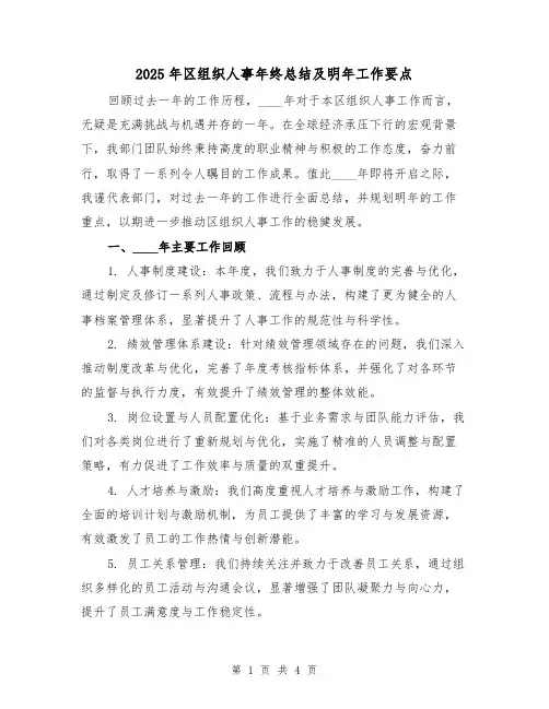 2025年区组织人事年终总结及明年工作要点(二篇)