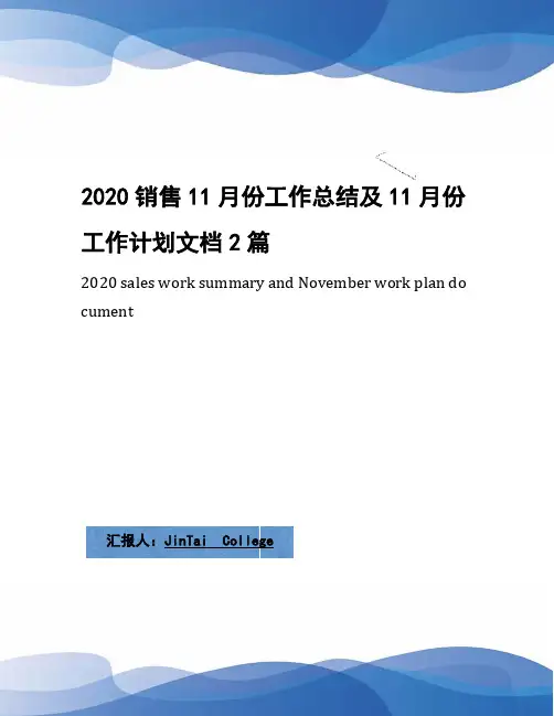 2020销售11月份工作总结及11月份工作计划文档2篇