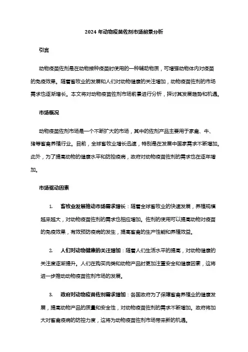 2024年动物疫苗佐剂市场前景分析