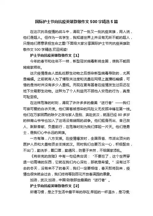 国际护士节向抗疫英雄致敬作文500字精选5篇