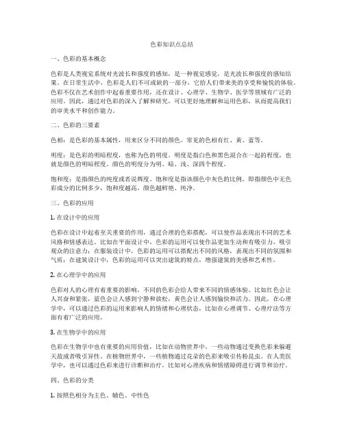 色彩知识点总结