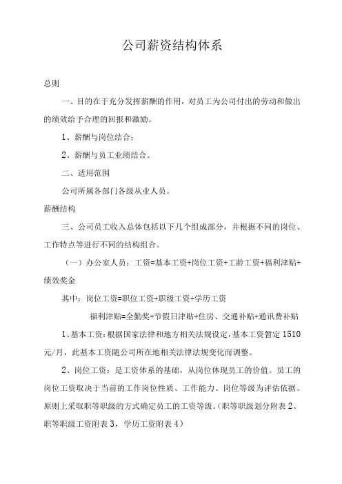 公司薪资结构体系