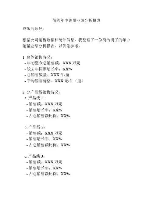 简约年中销量业绩分析报表