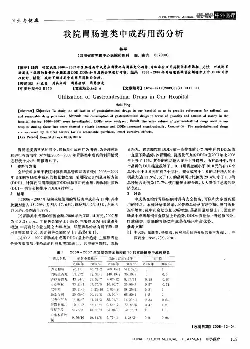 我院胃肠道类中成药用药分析
