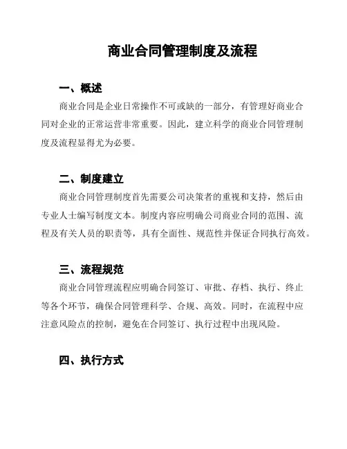 商业合同管理制度及流程
